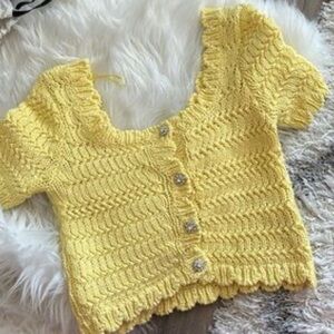 ZARA Yellow Knit Button-Up Cardigan NEW WITHOUT TAG